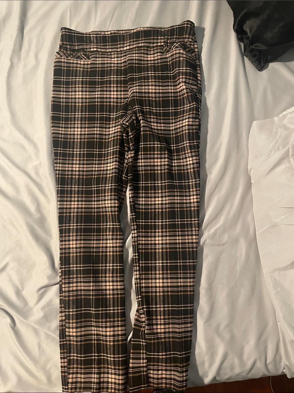 Kim Rogers Black and Cream Plaid Leggings